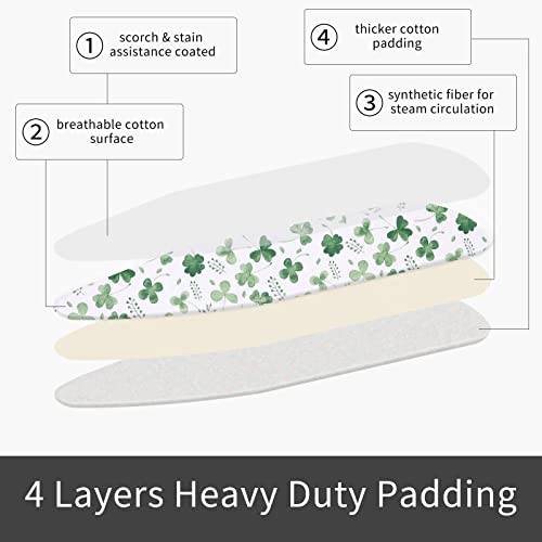 Ironing Board Cover And Pad, Heat Reflective & Stain Resistant Standard Full Size 15X54 Thick Padding Heavy Duty Iron Board Replacement Cover With Elastic Edge 4 Adjustable Fastener Straps #TOP2