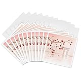 3dRose Beautiful Japanese Sakura Red Cherry Blossoms Branching - Greeting Cards, 6 x 6 inches, set of 12 (gc_116168_2)