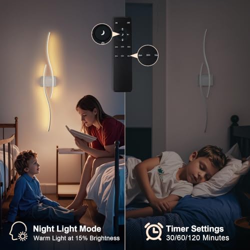 Image of KARTOOSH Wireless Wall Sconces Set of 2, Dimmable LED Sconce with Remote