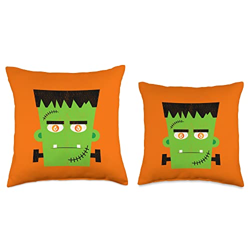 Image of Comic Vintage Creepy Halloween Tfuel Crypto Frankenstein Throw Pillow