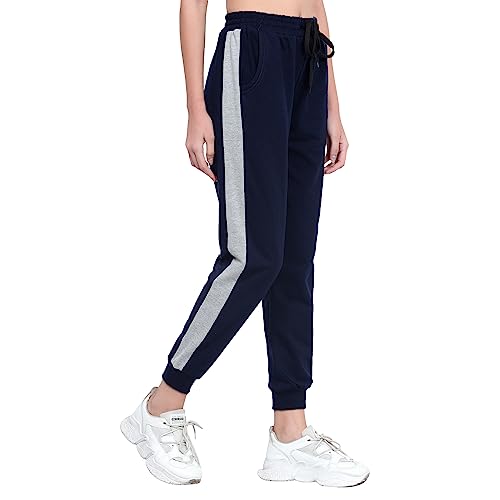 Image of BLUE STAR SHARK Women's Cotton Loopknit Track Pants | Comfortable Lounge Pants for Summer | Casual Pyjamas, Nightwear, Gym, Yoga, Sports, Running | Relaxed Fit Everyday Comfort