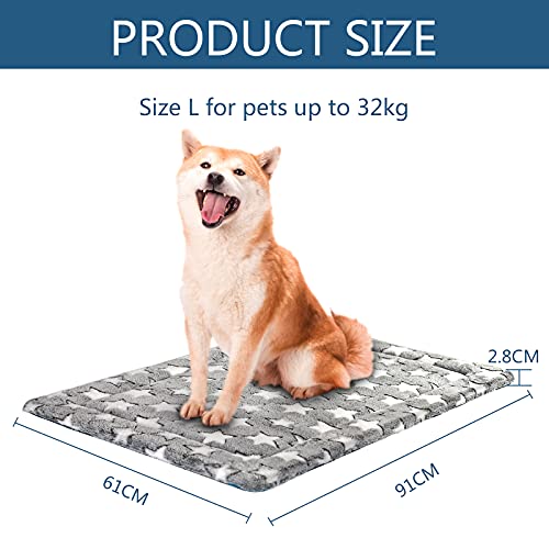KROSER Großes waschbares Hundebett 91 x 61 cm, Hundedecke, Sommer- und Winter-Hundematte, gepolstertes Hundebett, geeignet für mittelgroße Hunde mit einem Gewicht von bis zu 32 kg