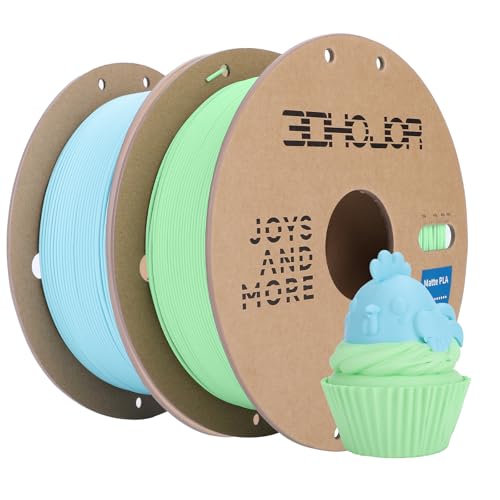 Image of 3DHoJor Matte PLA Filament 1.75mm, Upgrade Matte 3D Printer PLA Filament, 1KG*2 Bundle Cardboard Spool 3D Printing Filament for 3D Printers(Matte Green+Blue 2Pack)