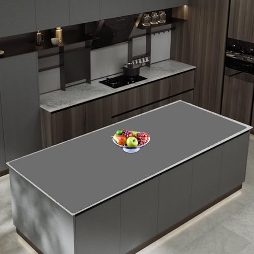 Image of 47.3''x23.6''(120cmx60cm) Extra Large Silicone Mat for Kitchen Counter, Heat Resistant Countertop Protector, Non-Slip Waterproof Kitchen Island Mat, Easy to Clean, Dark Gray