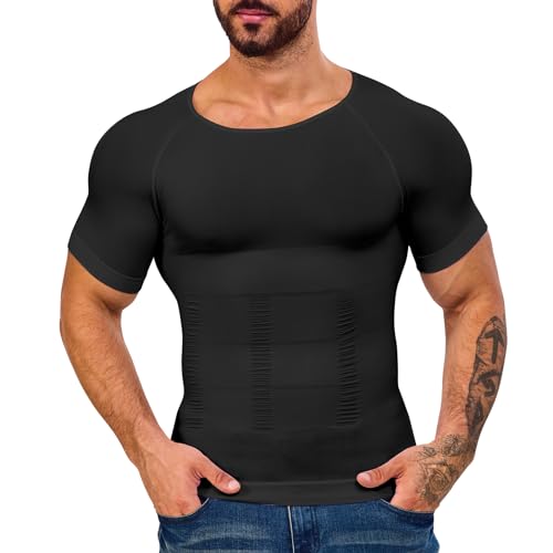Mens Compression Shirt Tank Top Vest Body Shaper Slimming Undershirt Black Medium