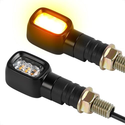 evermotor Mini Clignotant Moto LED Homologué 12v, E24, 400mm Long Câble, Indicateur Moto Rectangulaire Étanche Ip67 (2 Pièces)
