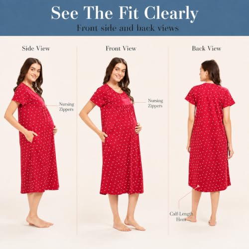 Image of AV2 Women's Cotton Floral Calf Length Maternity Nighty