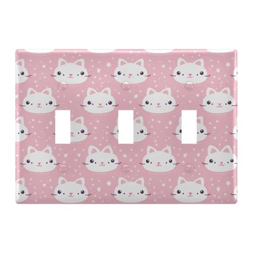 Light Switch Cover Cute Cat Wall Plates for Electrical Outlets 3 Gang 202a8729