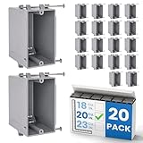 OHLECTRIC 1-Gang New Work Outlet Box, 20 Cubic Inch (20-Pack) Single Gang PVC Electrical Box Captive Nail Mounting, Non-Metallic PPO/PVC Plastic Construction Boxes GFCI Outlets Dimmers, UL/ETL Listed