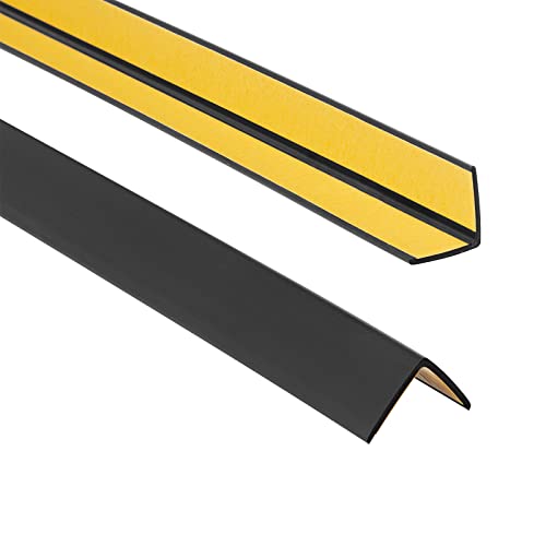 ProfiPVC Cornière PVC 25x25mm, 130cm - Baguette d’angle de protection, profilé d'angle caoutchouc autoadhésif - Protection d'angles et rebords, flexible, facile à installer, Noir