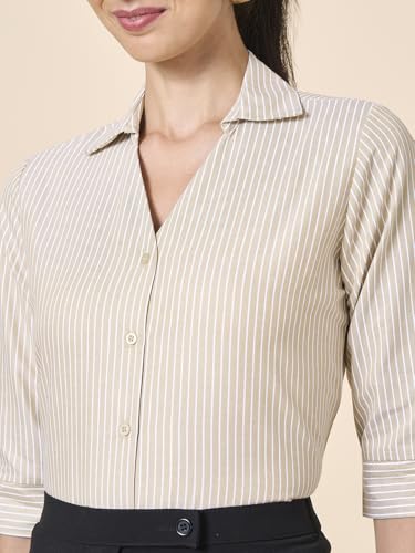 Image of Style Quotient Women Stripe Blue and White Polycotton Formal Shirt