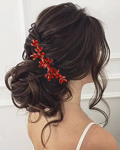 Peine para cabello con cristales rojo 15x5 cm miniatura 1