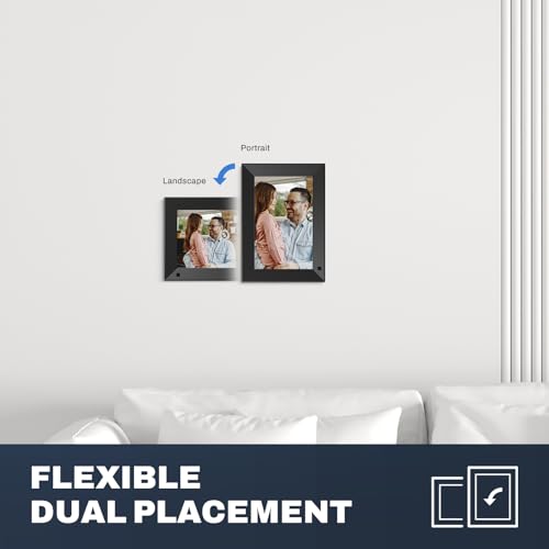 Image of 8 Inch Large Digital Picture Frame, 1920x1080 FHD IPS WiFi Electronic Photo Frame with Remote Control, 32GB Storage, Wall-Mountable, Instantly Share Photo /Video via Apps, Email, Black