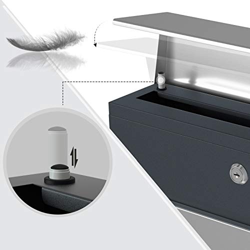 SONGMICS brievenbus, afsluitbare wandbrievenbus, met krantenvak, eenvoudige installatie, modern, antraciet zilver… - Afbeelding 6