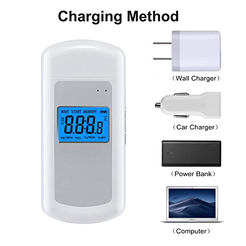 Jastek Portable Breathalyzer Tester With 1000Mah Rechargeable Battery, Personal Breathalyzer To Test Alcohol For Home, Party And Professional Use, Includes 10 Mouthpieces, Usb Cable, And Storage Bag #TOP4
