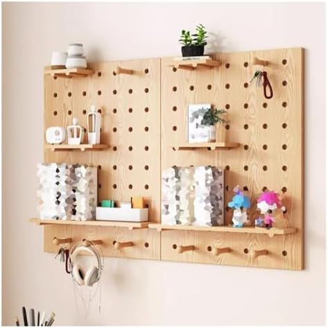Pegboard Wall Organizer Panels.Wall-Mounted Wooden Organizer Kit - Versatile Storage System for DIY Garage & Craft Room - Perfect Display Tool Rack for Home Workshop & Craft Organization，（Wh