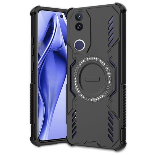 Image of AESTMO Back Case Cover for Vivo V50 / V50E / T4R / iQOO Z10R 5G | Magnetic Case with Built-in Metal Ring | Compatible with MagSafe Accessories | Shockproof Hybrid (PC + TPU, Black)