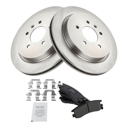 Image of TRQ Rear Brake Pad and Rotor Set Ceramic Vented Rotors Compatible with 2003-2004 Cadillac Seville
