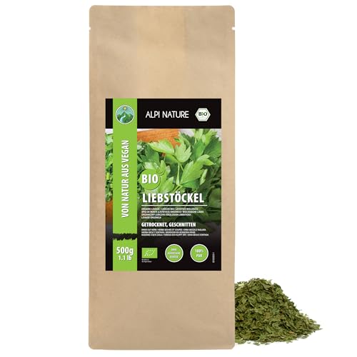 Alpi Nature Apio de Monte Orgánico Seco 500g, Levístico Orgánico Frotado, Especia para Cocinar