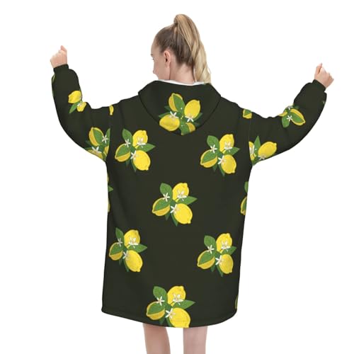Sweat à capuche couverture imprimé citron et lys noir