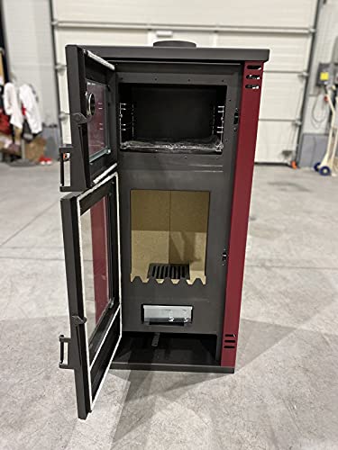 Prity EEK A+ Kaminofen mit Backfach K2 GT F Bordeaux – 8,1kW