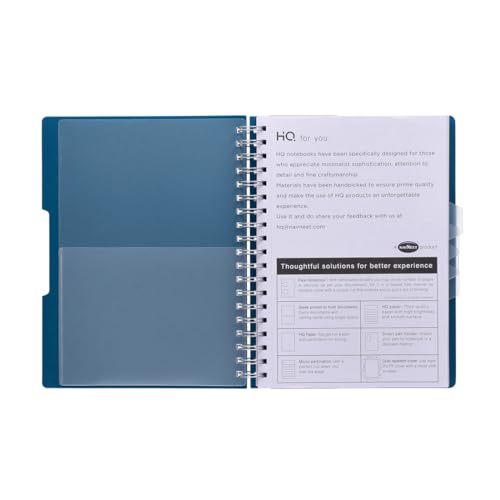 Image of HQ Navneet Five Subject Spiral Wiro Binding Office Notebook for Personal and Office Use | B5 Size - 25 cm x 17 cm | Blue | 300 Pages