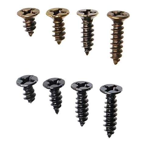 Mini Skater 200PCS Small Cross Flat Head Tapping Wood Screws with Oxide and Wax 4 Size Screws Assortment Kit (Black&Bronze,200pcs) Cover