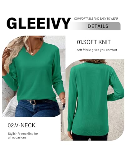 Image of Women's Spring Sweaters 2026 Casual Long Sleeve Pullover V Neck Lightweight Sweatshirts Cute Blouse Tops