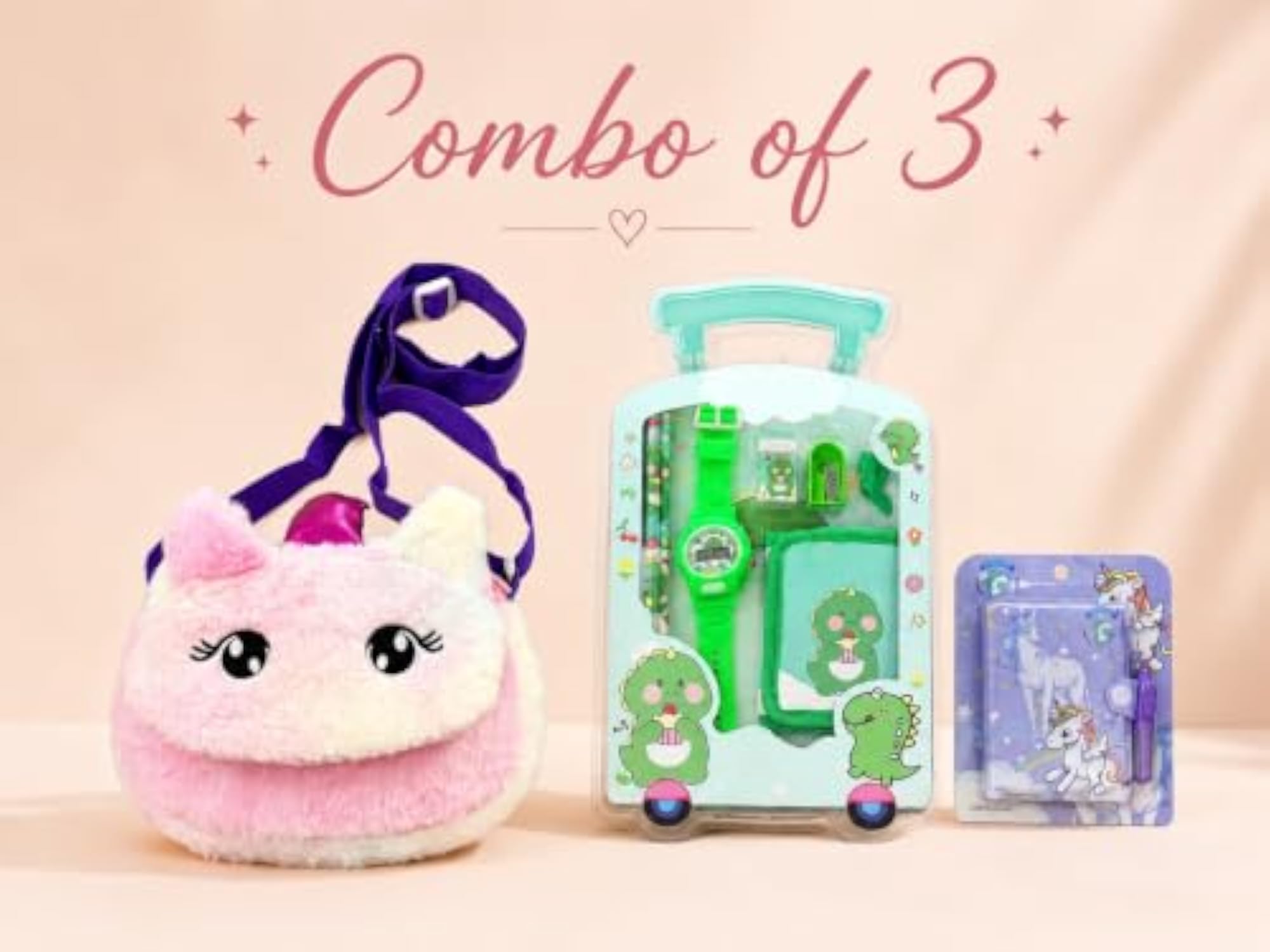 Rakhi Gift Combo for Girls, Plush Sling Bag & Stationery Set