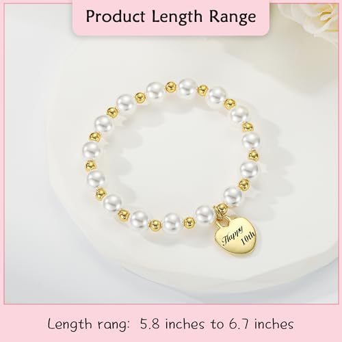 Happy 5th 6th 7th 8th 9th 10th 11th 12th Birthday Bracelet Gifts for Girls, 14K Gold Heart Charms Pearl Jewelry for Her4