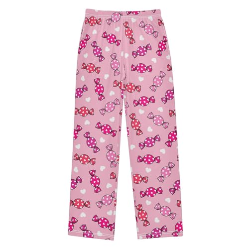 Candy Love Heart Boys Long Pants Soft Trousers Elastic Waist Kids Lounge Bottoms with Pockets S-XL