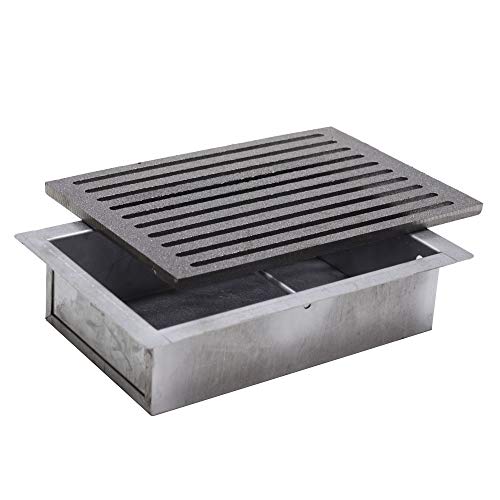 Fonderia Bongiovanni | Griglia in Ghisa | Griglia per Camino | Nuovo modello| Stufa Pellet | Barbecue Fondello per Cenere | 20,6x30 cm | con Cassetto Raccolta Cenere h 7 cm | Accessori Camino