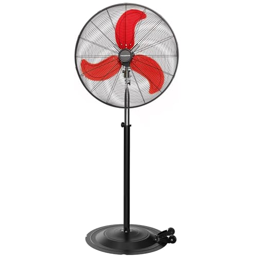 Pro 9500 CFM 30 IN Pedestal Oscillating Fan,3 Speed Heavy Duty Metal Standing Fan, High Velocity Air Circulator with Caster for Commercial, Warehouse, Patio, Shop, Garage, Barn - UL Listed