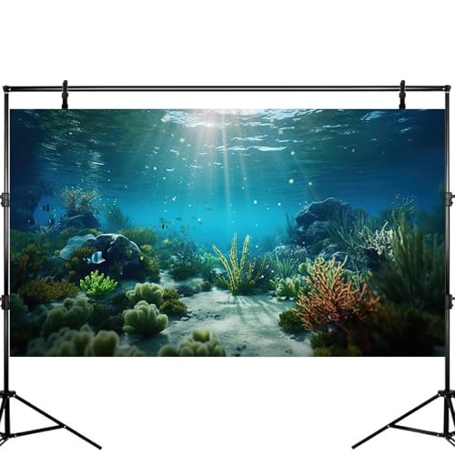 Image of Under The Sea Aquarium Background Deep Sea Coral Reef Fish Tank Background Underwater Rock Aquatic Plants Sunray Terrarium Backgrounds Tropical Fish Deep Ocean Floor Fish Tank Backgrounds 24x12in