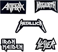 5 StückThrash Metal Patches,Rock Band Aufbügler Bügelflicken,Patches zum Aufbügeln,Bestickte Aufnäher Bügel Patch Band Patch für Kleidung, Jeans, T-Shirt, Textilien, Taschen, Bügelflicken