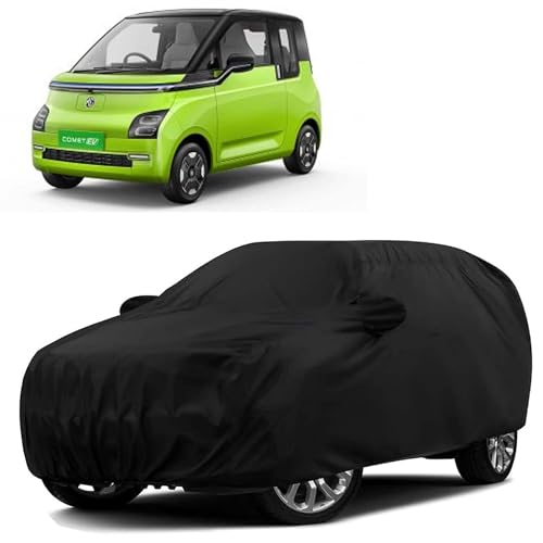 Image of Sulfar 100% Water Resistant Car Body Cover Compatible with Mirror for MG Comet EV (Triple Stitched, Full Bottom Elastic, Black)