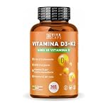 Vitamina d3 k2 mk7 vegana alto dosaggio 365 Micro compresse, Vitamina d3 4000 ui e 200 mcg di Menachinone per sistema immunitario, ossa e denti - Made in italy