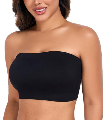 Image of DotVol Women's Strapless Bandeau Wireless Tube Top Everyday Bra | Non-slip, Plus Size, Lightly Padded, Seamless, Multiway