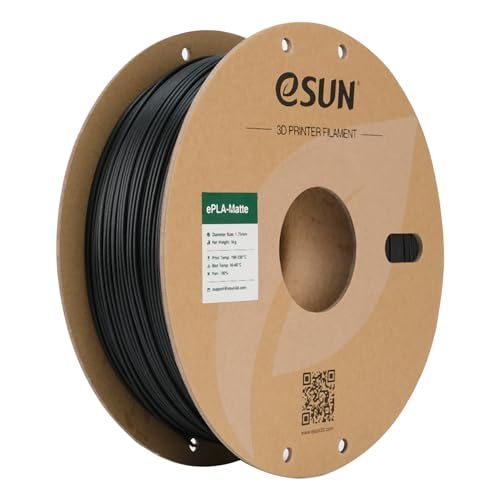 eSUN Filamento per Stampante 3D PLA Opaco Aggiornato, da 1.75mm, Precisione Dimensionale +/- 0.02mm, Bobina da 1kg , Nero Profondo