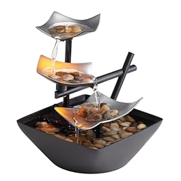 Homedics Tabletop Water Fountain, Home Décor Soothing Sound Machine – Automatic Pump, Deep Basin & Natural River Rocks. Indoor Zen Relaxation for Office, Living Room, or Bedroom, 8.25” Tall