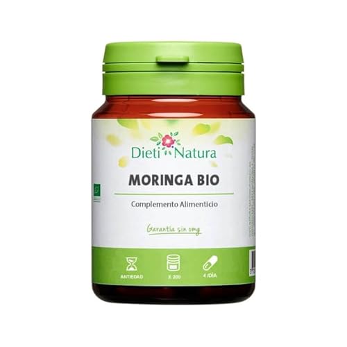 DIETI NATURA Moringa Bio 60 capsule naturali antiossidanti e nutrienti – Moringa biologica fonte di vitamine e minerali - fonte di vitamine per combattere lo stress con proprietà antiossidanti