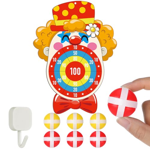 Teyva Daily Carnival Circus Dart Board Game Birthday Party Decoration Set with 6 Sticky Balls Felt Cloth Circus Theme Party Decorations Fun Outdoor & Indoor Activities Family Game for Birthday