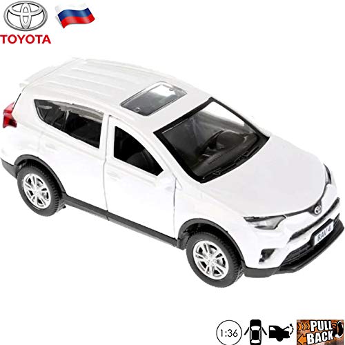 Diecast Toy Car Toyota RAV4 1/36 Scale Metal Model - White Ð¡ompact Ð¡rossover SUV Russian Die Cast Toy Cars