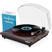 Vinyl Record Player with Bluetooth 5.3 in & Out | Record Player with Speakers & USB Recording | Bluetooth Record Player with AUX Input & RCA Output | Slipmat Included | Majority Moto Turntable