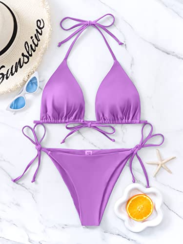 Image of Bikinis Swimsuit Set for Women Swimwear Triangle Bathing Suit Tie String Thong