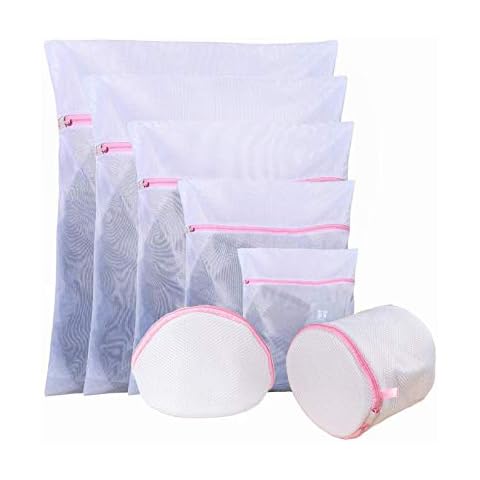 Set of 7 Delicates Mesh Laundry Bags with Premium Zipper, Elastic Covering for Cleaning Shirts, Underwear and Socks,Easy to Carry Cover
