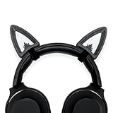 BeamTeam3D Fox Ears for Headphones - Adorable Foxy Headphones Attachment in Various Colors with Hidden Self Fastener - Fox Ears for Gamers and Streamers (Set of 2) (Sparkle Black/White)