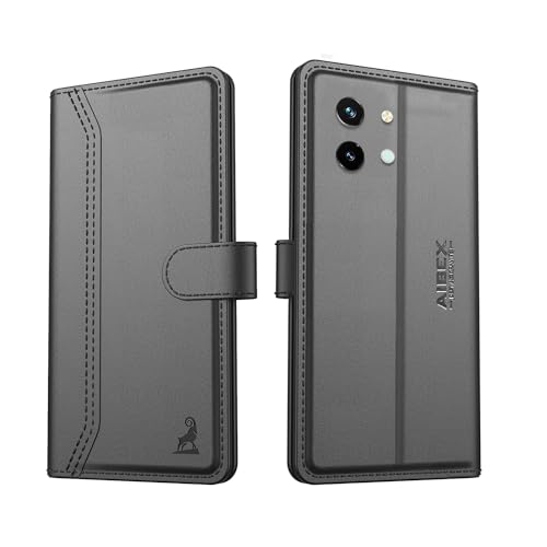 Image of AIBEX Compatible for Vivo Y58 5G Flip Cover Leather Finish with Magnatic Closure | Inside TPU with Card Pockets | Wallet Stand | Complete Protection Flip Case -Black