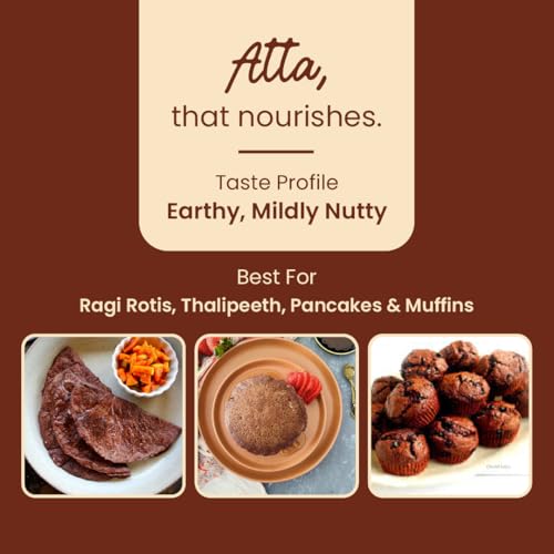 Image of Praakritik Organic Sprouted Ragi Atta Flour 500g, Goodness of sprouted Ragi, 100% Organic & Natural, Fibre, Protein & Nutrient rich flour