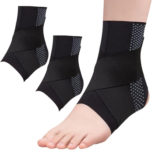 Paquete de 2 tobilleras con correa; esguince de tobillo, tendinitis de Aquiles y fascitis plantar, soporte para alivio de tendinitis de Aquiles, soporte de tobillo para mujeres y hombres, correr,
